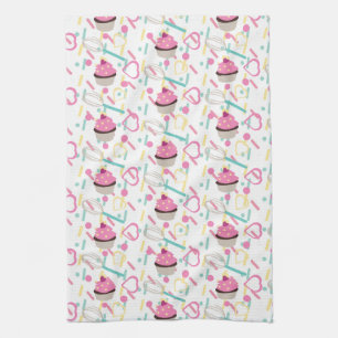 Valentines Day Cupcake Bakery Whisk Tea Towel