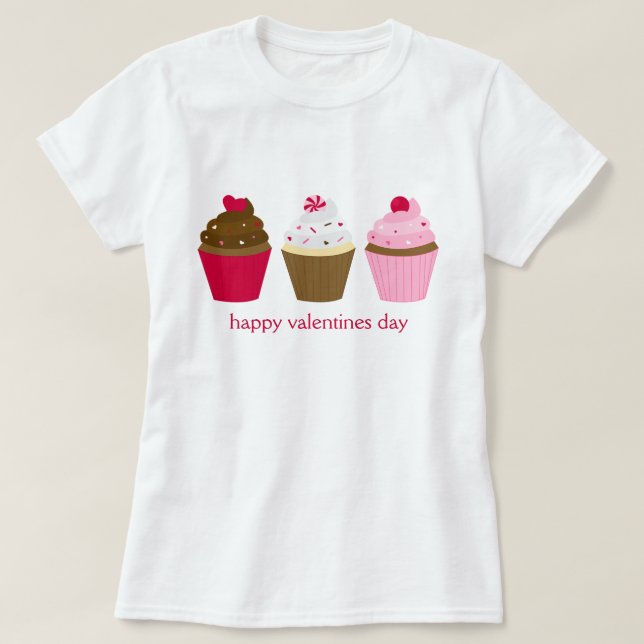 Valentines Day Cupcakes Custom T-Shirt (Design Front)
