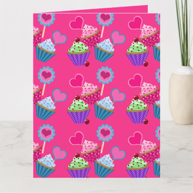 Valentine's Day Cupcakes Greeting Card (Front)
