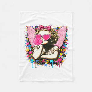 Valentines Day Cupid Heart Angel Love Holiday Graf Fleece Blanket