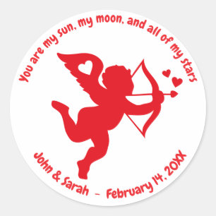 Valentine's Day Cupid Heart Classic Round Sticker
