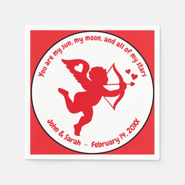 Valentine's Day Cupid Heart Napkin (Front)