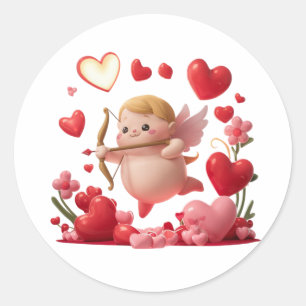 Valentine's Day Cupid Shooting Sticker, Label