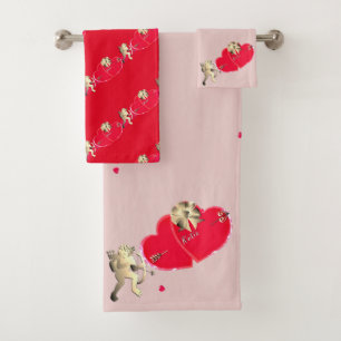 Valentine's Day Cupid's Hearts Bath Towel Set