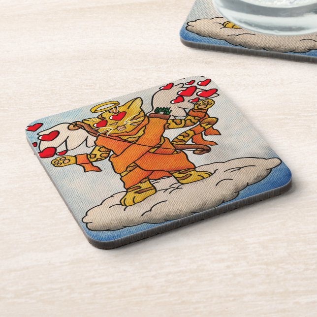 Valentine's Day Cupid's Love Cat Coaster (Left Side)