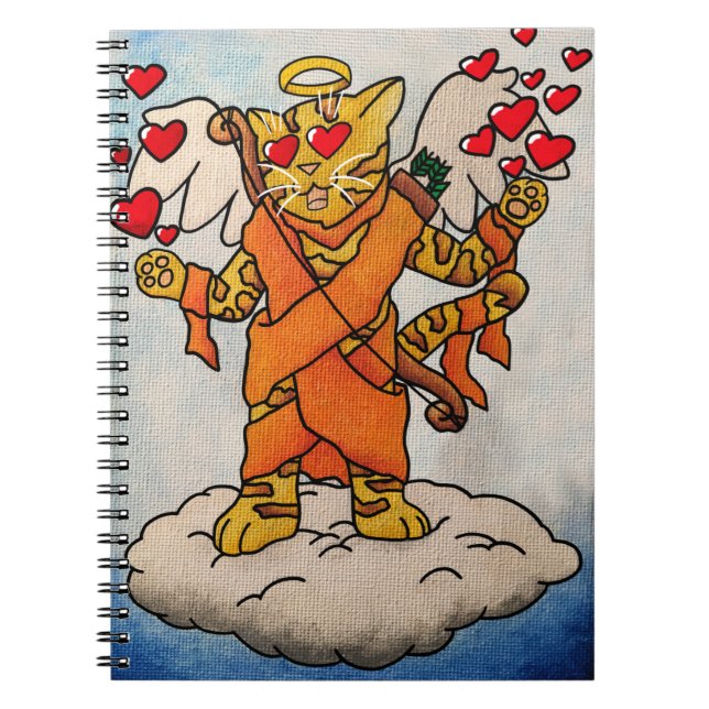 Valentine's Day Cupid's Love Cat Notebook (Front)