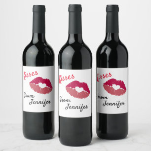 Valentine's Day Customisable Kiss Wine Label