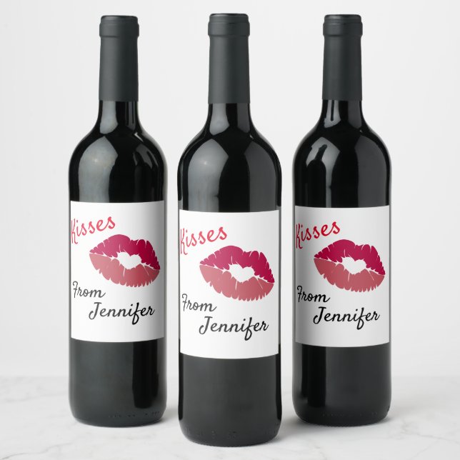 Valentine's Day Customisable Kiss Wine Label (Bottles)