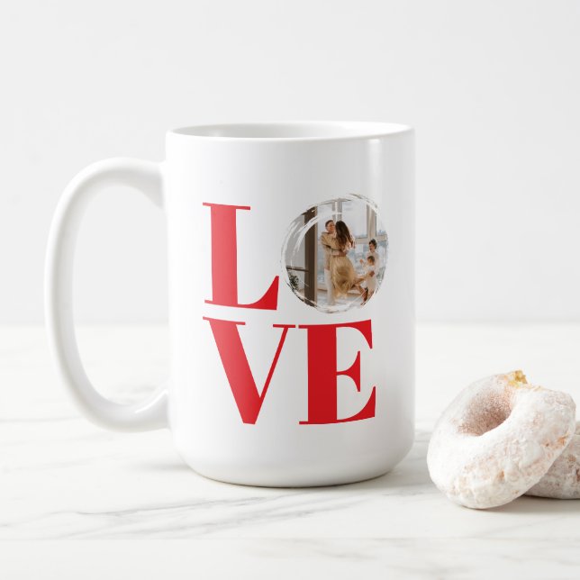 Valentine's Day Customisable Photo Frame LOVE Coffee Mug (With Donut)