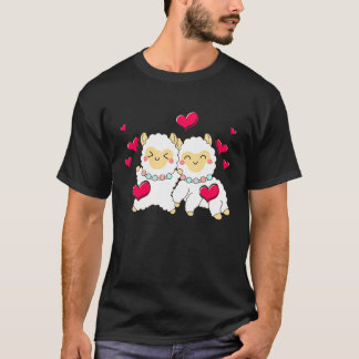 Valentines Day Cute Alpaca  Boyfriend Girlfriend T-Shirt