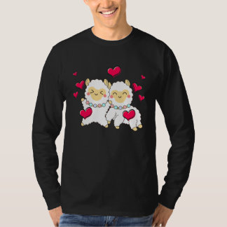 Valentines Day Cute Alpaca  Boyfriend Girlfriend T-Shirt