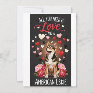 Valentine's Day Cute american eskie Photo Cuddle Holiday Card