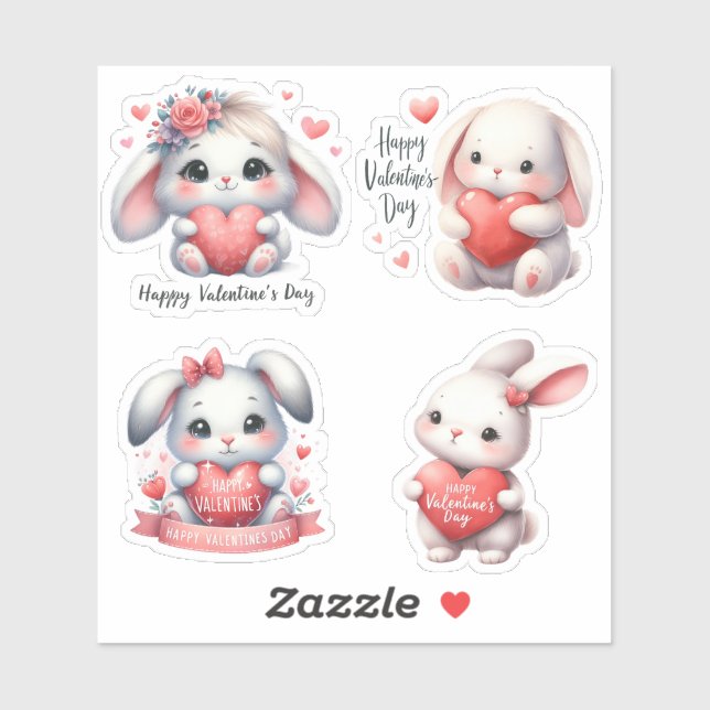 Valentine's Day Cute Baby Rabbits (Sheet)