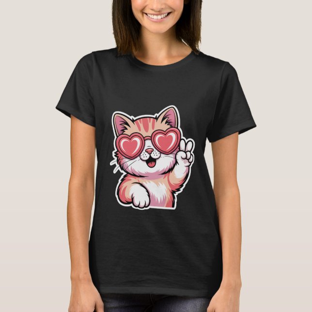 Valentine's Day Cute Ballerina Kitten Tutu Art🐱🩰 T-Shirt (Front)