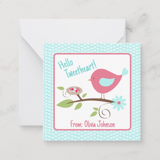 Valentine's Day Cute Birdie Hello Tweetheart Fun Card (Front)