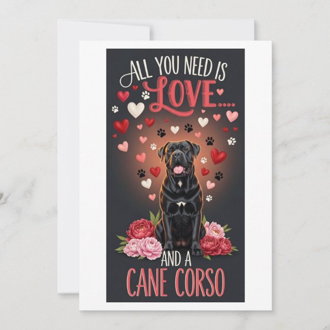Valentine's Day cute cane corso dog Photo   Holiday Card (Front)