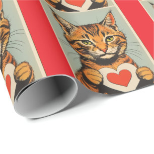 VALENTINE'S DAY CUTE CAT WRAPPING PAPER