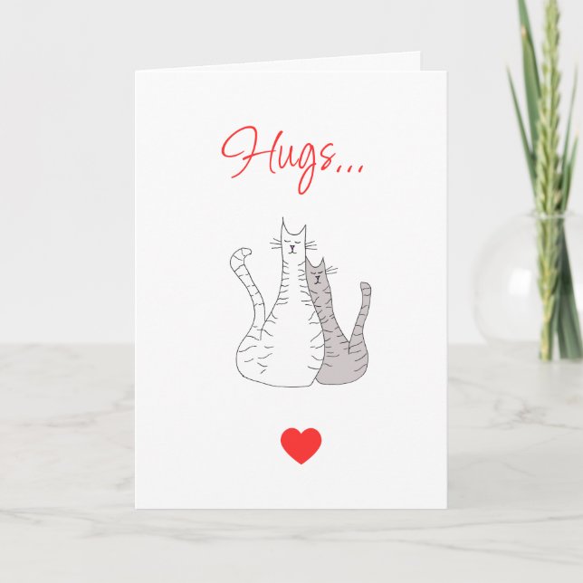 Valentine's Day Cute Cats Red Typography   Holiday Card (Front)