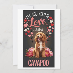 Valentine's Day Cute cavapoo Photo Cuddle Holiday Card