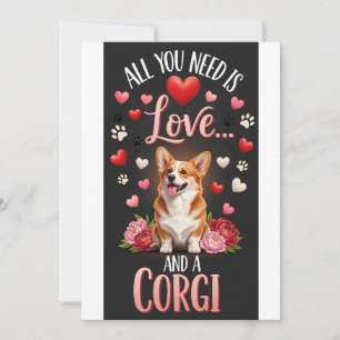 Valentine's Day Cute corgi dog Photo cuddle Holiday Card