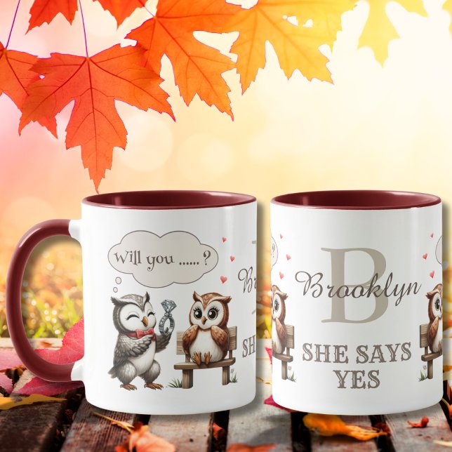 Valentines Day Cute Couple of Owls Love Proposal Mug (Creator Uploaded)