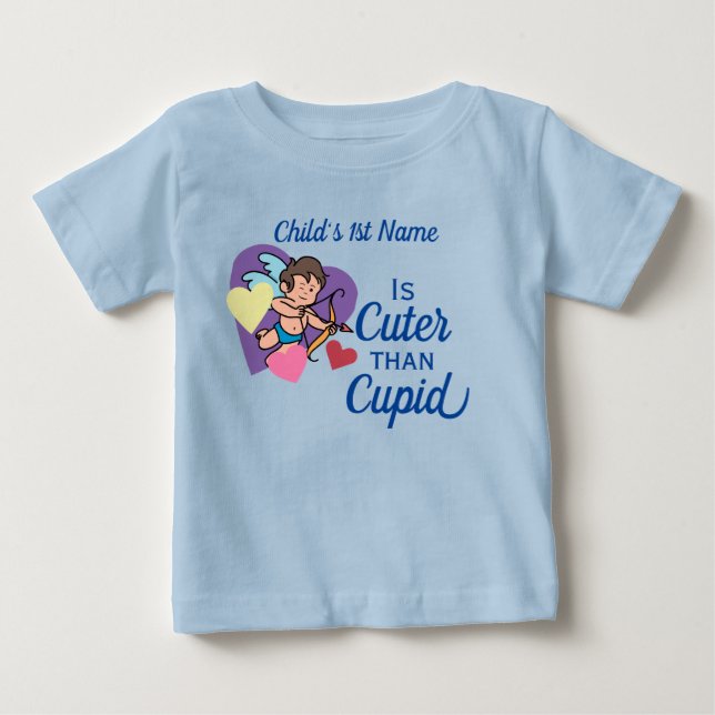 Valentines Day Cute Cupid Name Colourful Love Hear Baby T-Shirt (Front)
