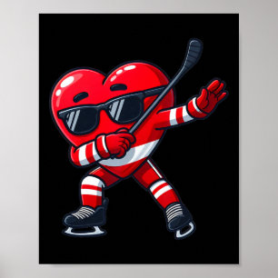 Valentines Day Cute Dabbing Heart Ice Hockey Funny Poster