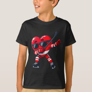 Valentines Day Cute Dabbing Heart Ice Hockey Funny T-Shirt