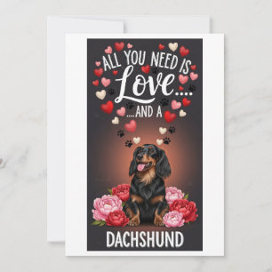 Valentine's Day Cute dachshund Photo Cuddle  Holiday Card