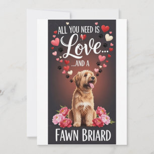 Valentine's Day Cute fawn briard Photo Cuddle Holiday Card