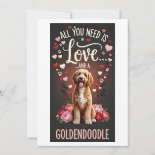 Valentine's Day Cute goldendoodle Photo Cuddle  Holiday Card