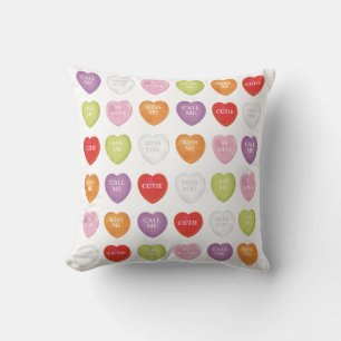Valentine's Day Cute Heart Candy Sayings Cushion