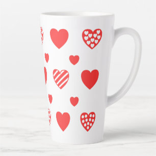 Valentines day Cute Hearts white 2 pattern Latte Mug