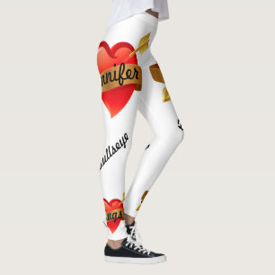 Valentine's Day Cute Leggings Custom Name Women's