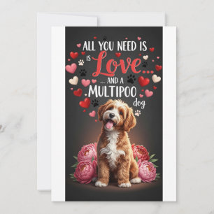 Valentine's Day Cute multipoo dog Photo cuddle Holiday Card