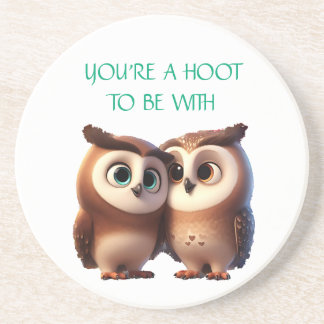 Valentine's Day Cute Owl Love Sandstone Coaster