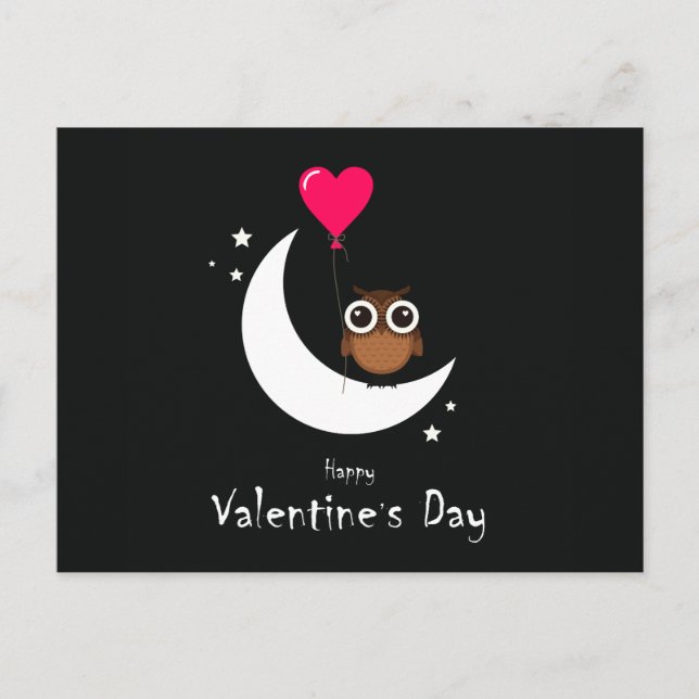 Valentine's Day Cute Owl Postcard (Front)