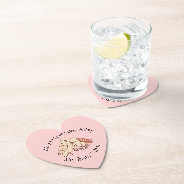 Valentines Day Cute Owls Who Loves You Baby?  Paper Coaster (Insitu)