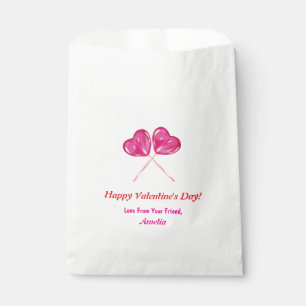  Valentine's Day Cute Pink Lollipops Heart Name  Favour Bags
