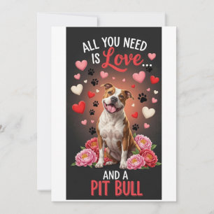 Valentine's Day Cute pit bull Photo Cuddle Holiday Card