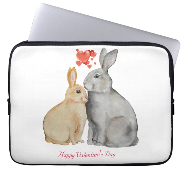 Valentine's Day Cute Rabbit Laptop Sleeve (Front)