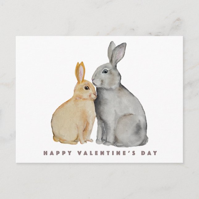 Valentine's Day Cute Rabbit Postcard (Front)