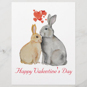 Valentine's Day Cute Rabbit Postcard Custom Letterhead