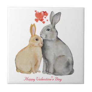 Valentine's Day Cute Rabbit Tile
