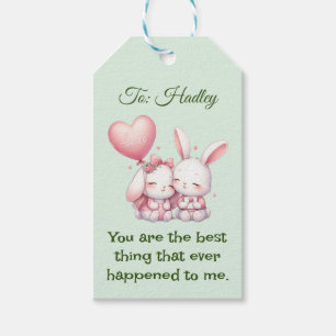 Valentines Day Cute Rabbits Love Balloon Letter Gift Tags