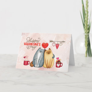 Valentine's Day Cute Romantic Cat Couple Card
