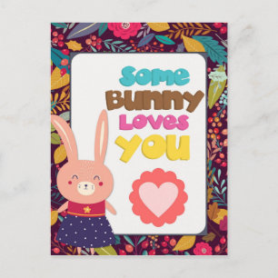 Valentines Day Cute Some Bunny Loves You Postcard