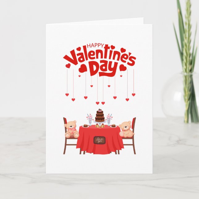 Valentine's Day Cute Teddy Bear Folded Card (Front)