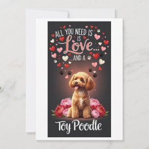 Valentine's Day Cute toy poodle Photo cuddle Holiday Card