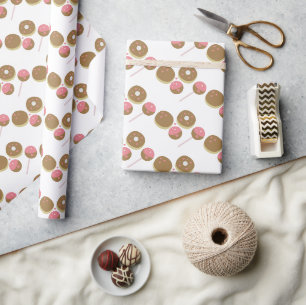 Valentines Day Cute Treats Doughnuts Cake Pop Patt Wrapping Paper